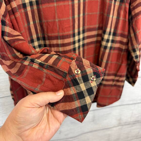 Flawless Plus Size Rust Plaid Button Up Flannel Top Size Large - Picture 9 of 9